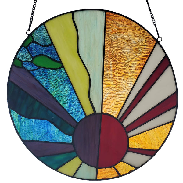 12.75"H Isaiah Multicolor Stained Glass Window Panel