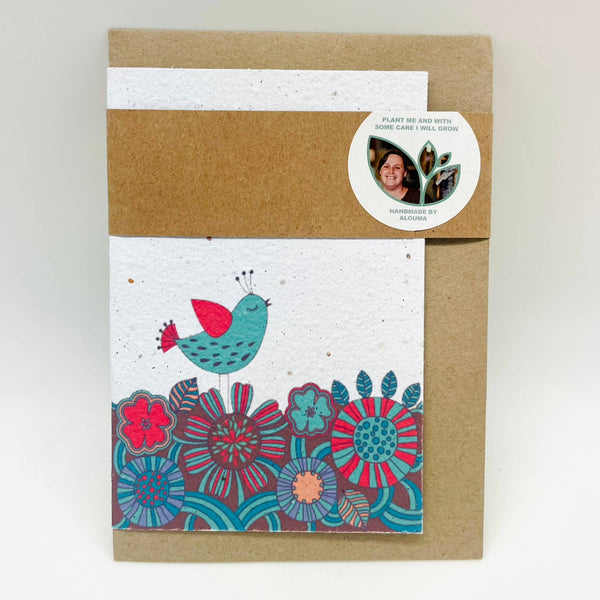 Growing Paper greeting card - Blue Bird