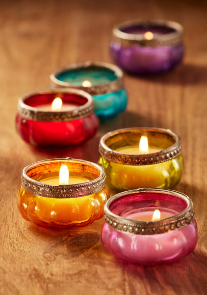 Pumpkin Glass & Iron Border Tealight