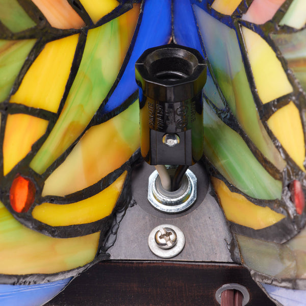 9.5"H Luella Red Butterfly Wings Stained Glass Accent Lamp