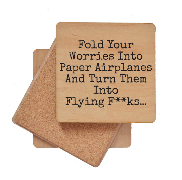 Coasters - Fold Your Worries Into Paper Funny Coaster