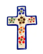 Ceramic Cross With Flowers