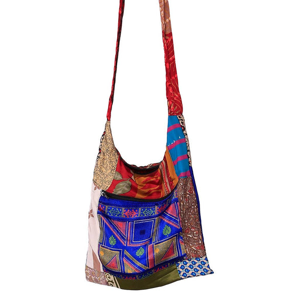 Reclaimed Patchwork Sari Zip Top Shoulder Bag