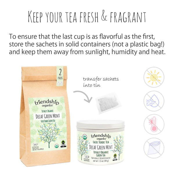 Decaf Green Mint Tea, Organic and Fair Trade Certified