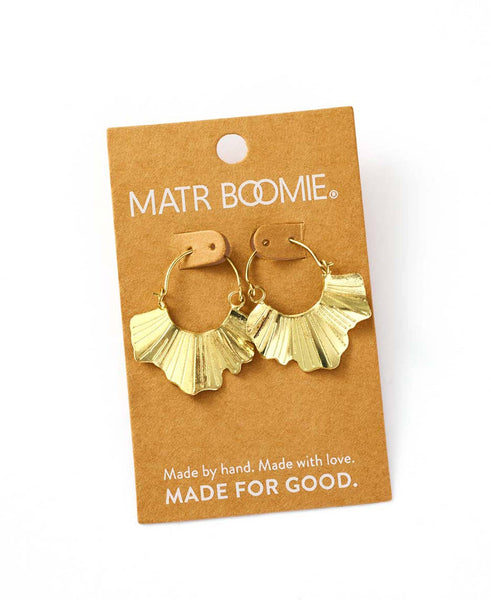 Sayuri Ginkgo Leaf Hoop Earring - Gold