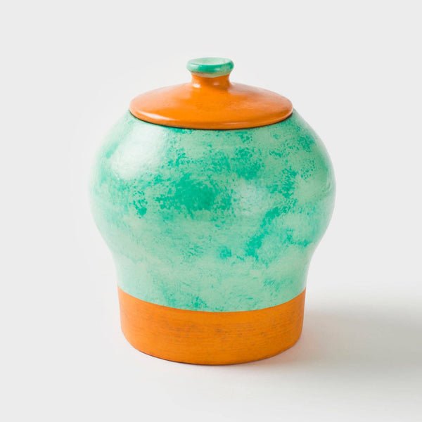 Washed Verdigris Lidded Container