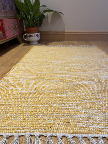 HUSH Hand Loomed Soft Cotton Rug in Muted Colours