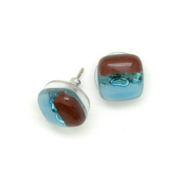 Small Square Glass Stud Earrings - Assorted Colors