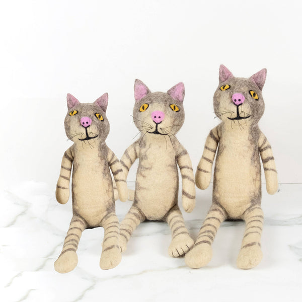 Toys - Sitting Cat - Gray and White Stripe