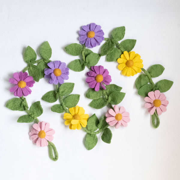 Garland - Purple, Pink and Yellow Daisy Chain - Wall Decor