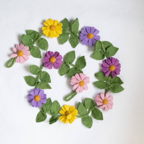 Garland - Purple, Pink and Yellow Daisy Chain - Wall Decor