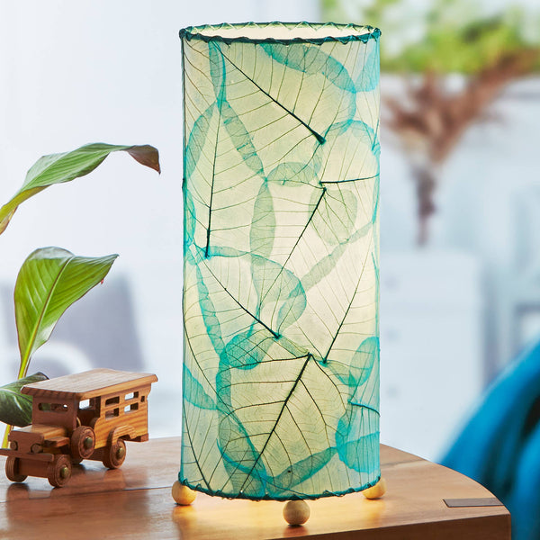 Banyan Table Lamp Sea Blue, Shade Made of Alibangbang Leaves