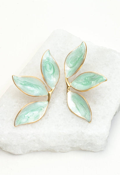 Canopy Leaf Earrings in Mint