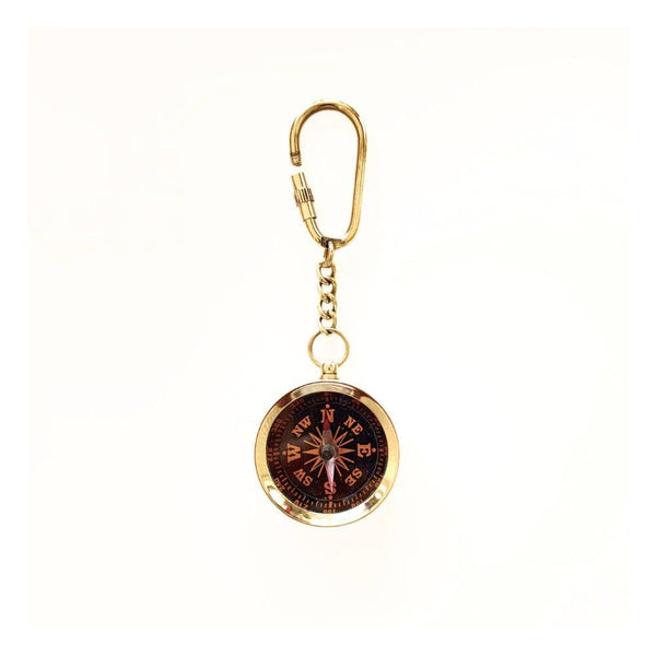 Brass Compass Key Chain, Unisex Gift