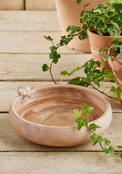 Terracotta Bird Bath/feeder with Bee