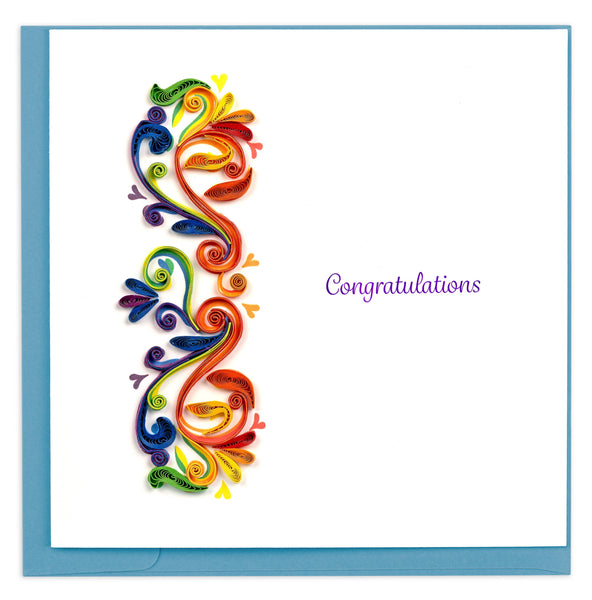 Quilled Rainbow Swirl Congratulations Greeting Card