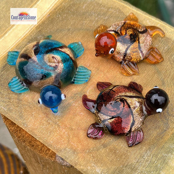 Glass Turtle Sitter Miniature Collectible Figurine - Large