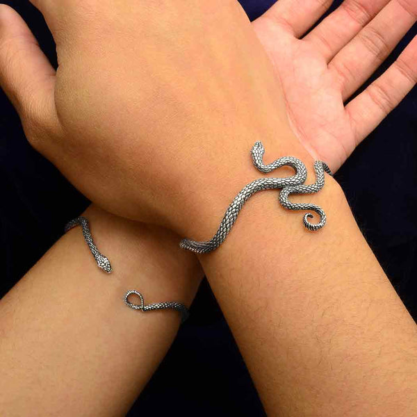 Sterling Silver or Bronze Textured Snake Bracelet