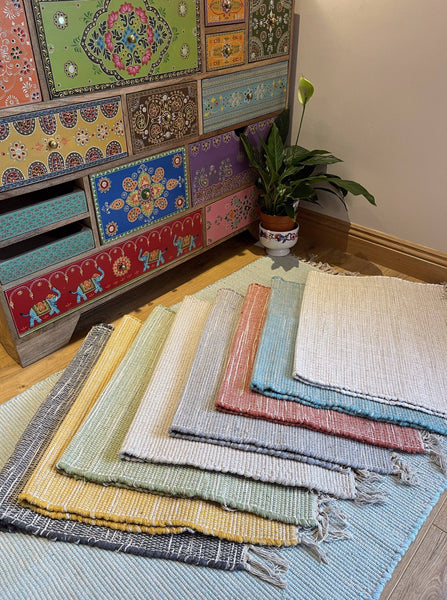 HUSH Hand Loomed Soft Cotton Rug in Muted Colours