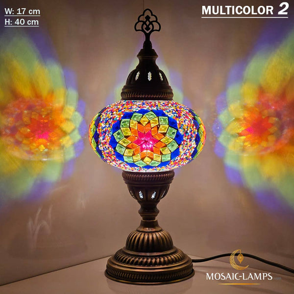 10+ Colors - Turkish Mosaic Large Globe Table Lamp, Marrakec