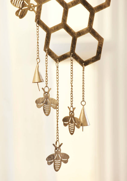 Hexagon Honeycomb Bee Iron Windchime