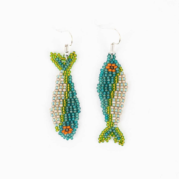 One Fish Two Fish Beaded Earrings: Orange