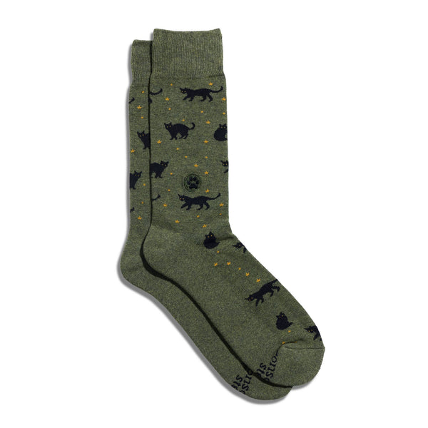 Socks that Save Cats (Green Cats)- Medium