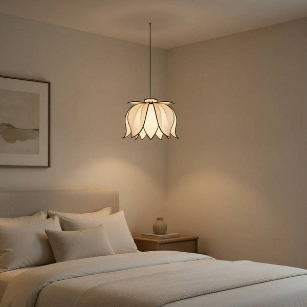 Hanging Blooming Lotus Lamp - White