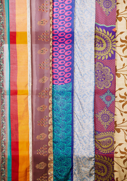 Recycled Sari Curtain Panel - Rainbow