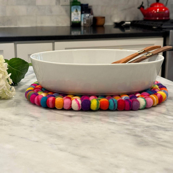 Felt Casserole Trivet, Rainbow Tie Dye