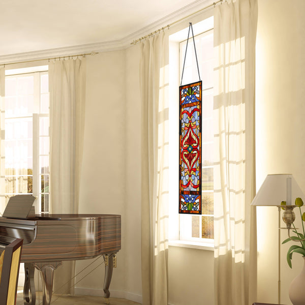 36"H Lani Victorian Stained Glass Window Panel