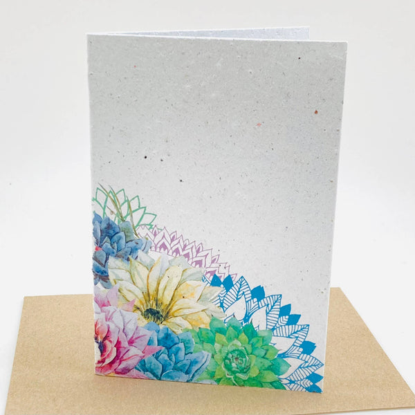 Growing Paper greeting card - Blue Flowers