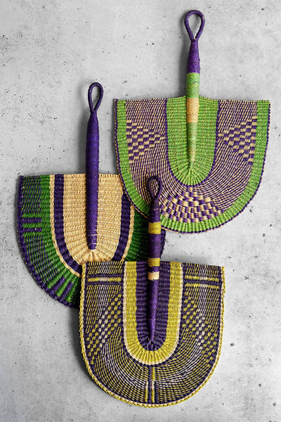 African Violet Veta Vera Hand Fan Woven Wall Art