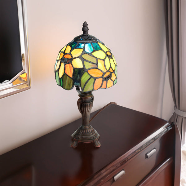 12"H Sunflower Blossoms Candlestick Accent Lamp