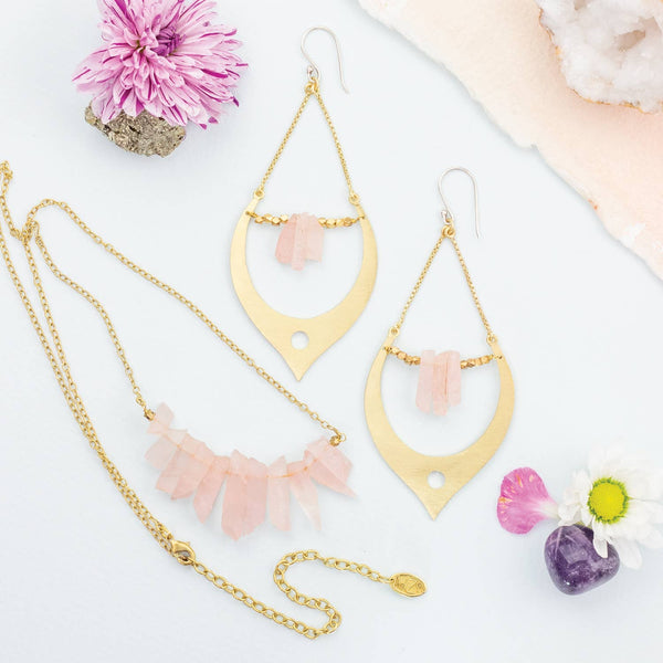 Rose Quartz Arc Necklace