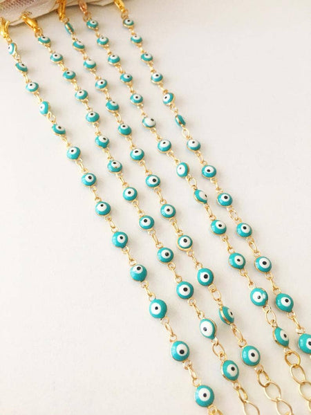 Evil Eye Bracelet, Gold Link Chain Bracelet, Minimalist Evil Eye Bracelet