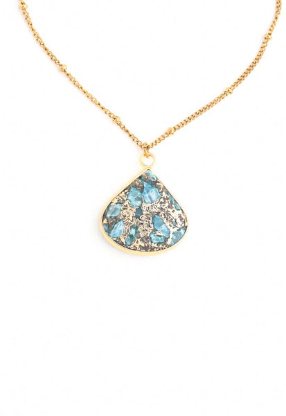 Emperor Stone Blossom Necklace- 14K Gold Plated Natural Stone Pendant Necklace