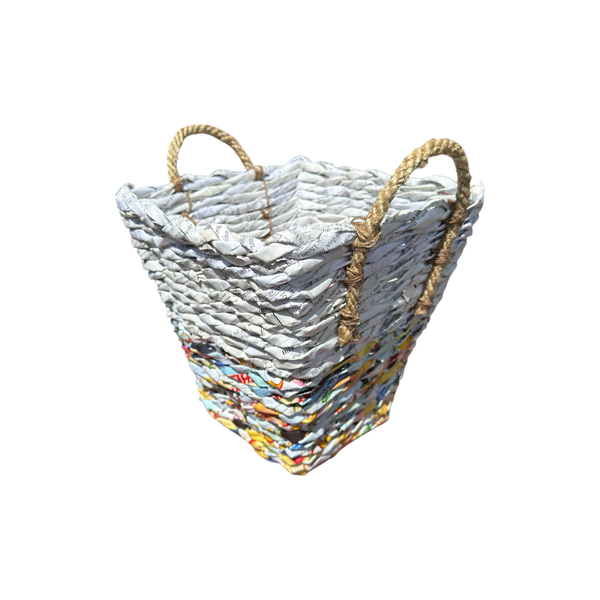 Multicolor Woven Basket - Recycled Paper