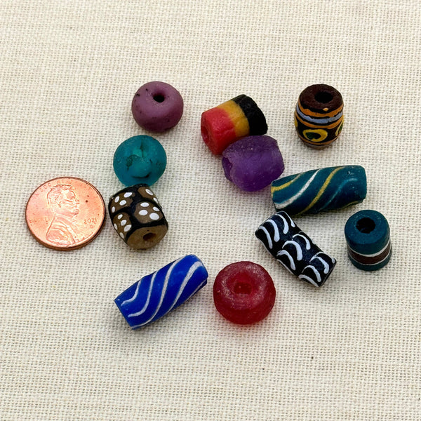 Individual Hand Made Glass Beads, Ghana (M13)