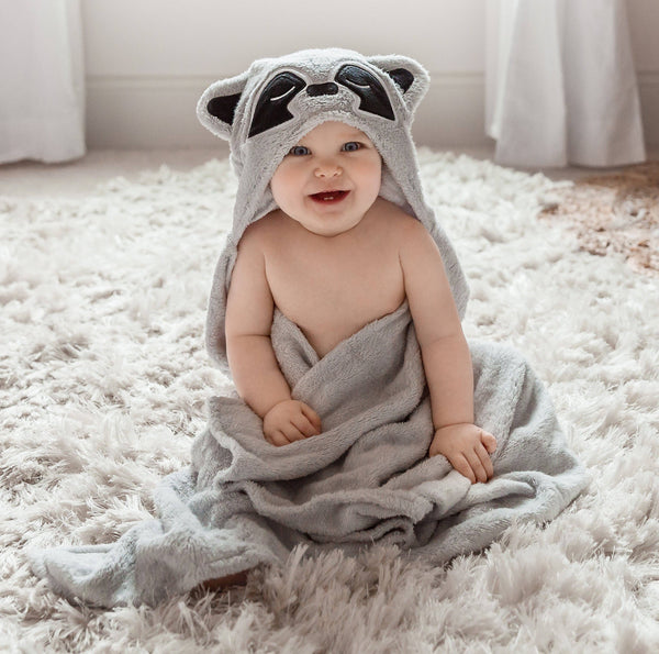 Raccoon Bamboo Hooded Towel for Kids