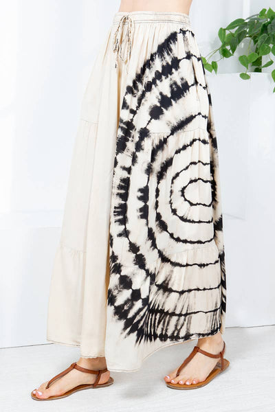 Beige & Black dyed pattern pants