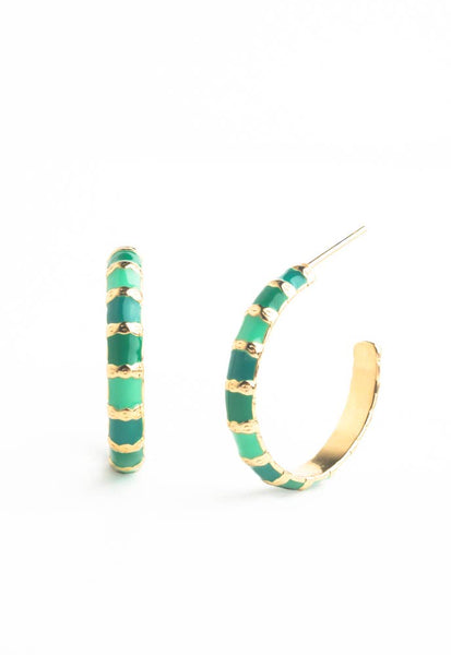 Golden Emerald Glow Hoops