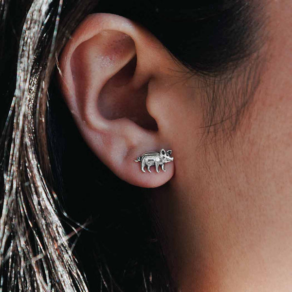 Sterling Silver Piggie Post Earrings 7x12mm
