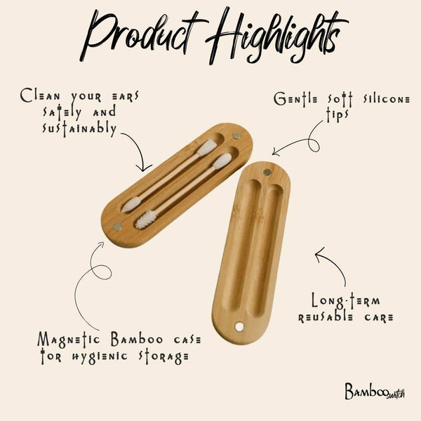 Reusable Bamboo Ear Buds in Case | Selfcare Bestseller
