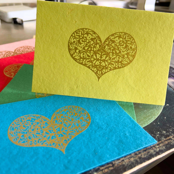 Embossed Gold Heart Notecards