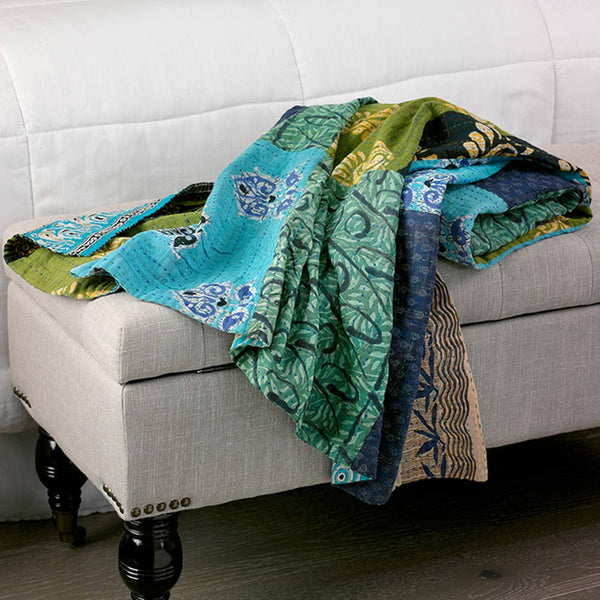 Kantha Patchwork Cool Square Throw