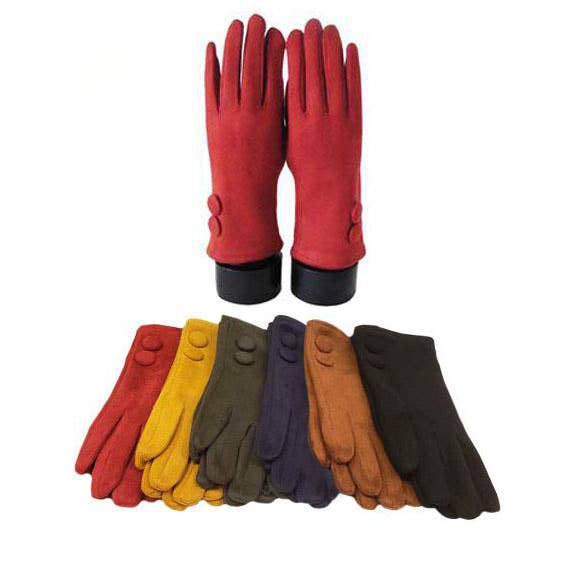 Suede Feel w/ 2 Large Buttons- Texting Glove