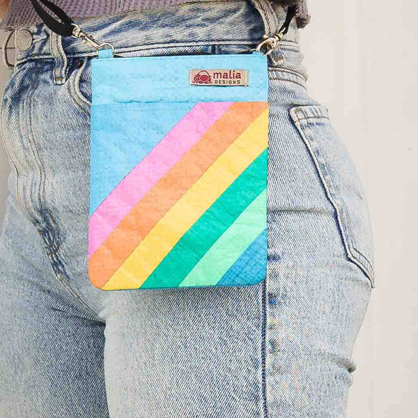 Mini Recycled Phone Crossbody Bag - Rainbow Stripes
