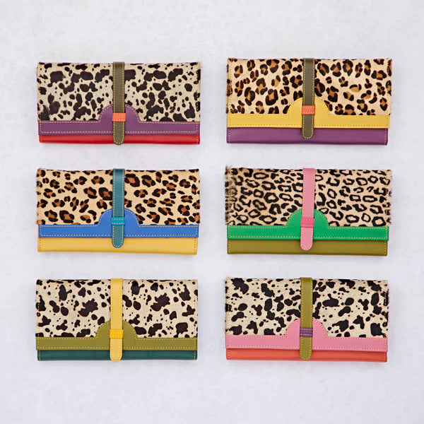 Animal Print Leather Clutch Purse