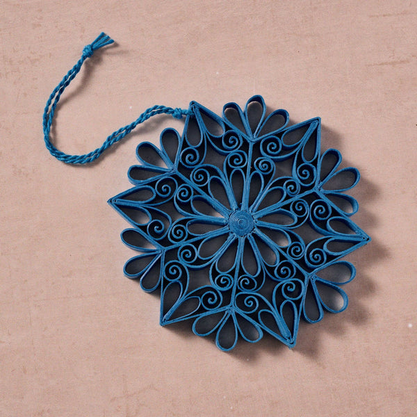 Kula Quilled Snowflake Ornament - Blue